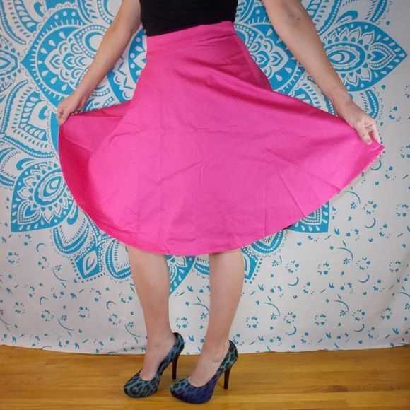 Pink Pin Up High Waisted Circle Skirt Medium - Picture 1 of 1